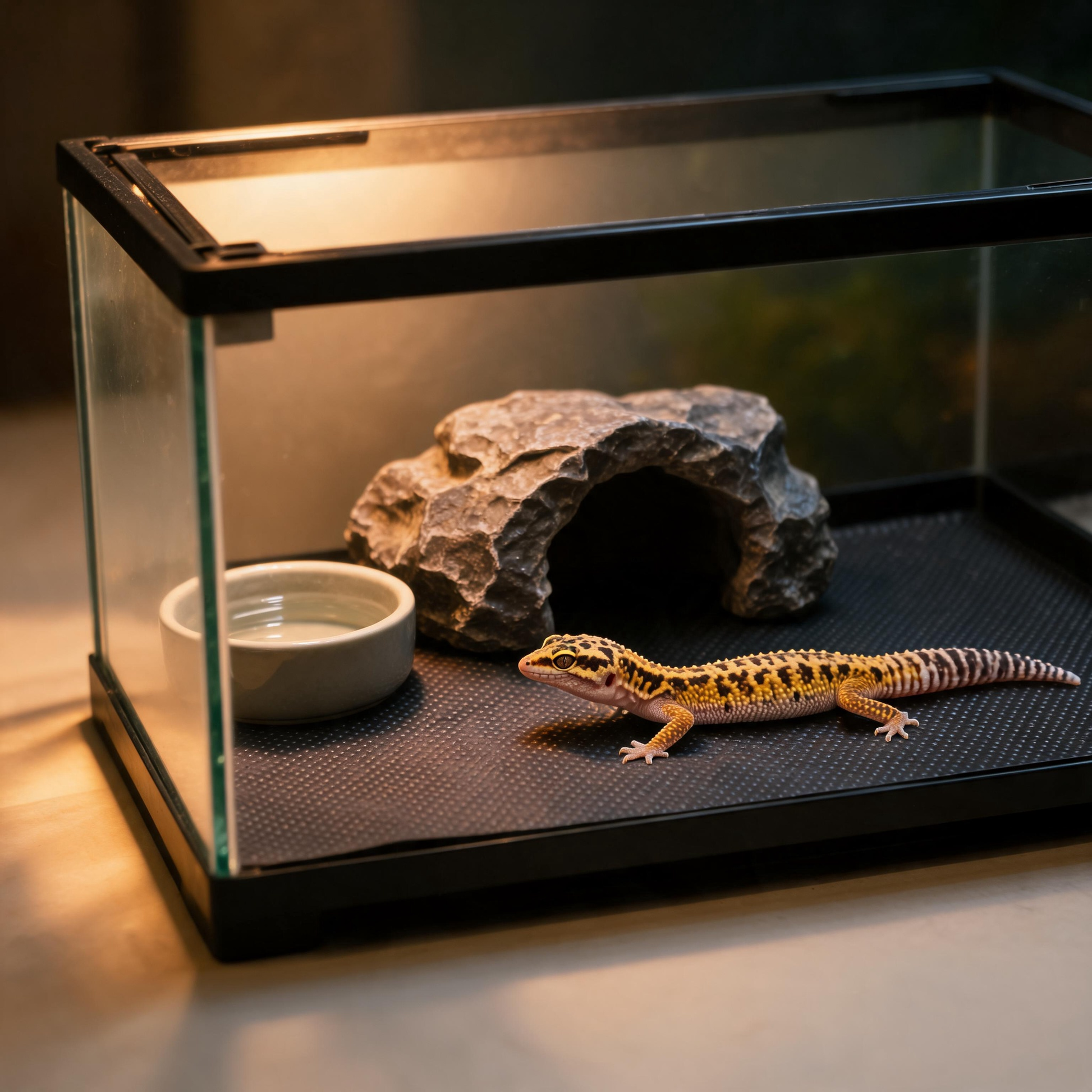 Waterproof EVA reptile terrarium liner mat in enclosure
